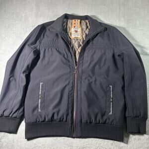 Y2k 2000s Quilted lined Bedford Jacket Mens Large Golf Rugby Coat Navy iSee Wear